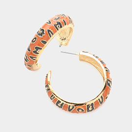 Enamel Leopard Patterned Half Hoop Earrings