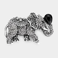 Stone Embellished Elephant Pin Brooch