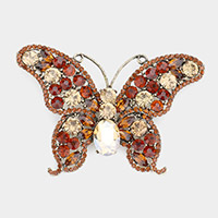 Multi Stone Butterfly Pin Brooch