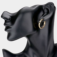 Stone Embellished Metal Hoop Huggie Earrings