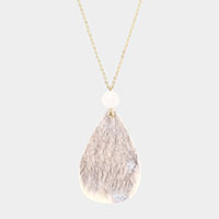 Glittered Teardrop Pendant Long Necklace