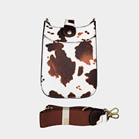 Cattle Patterned Faux Leather Crossbody Bag