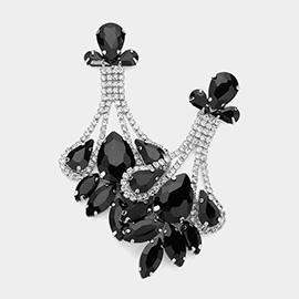 Teardrop Marquise Stone Cluster Detail Evening Earrings