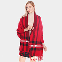 Plaid Check Patterned Poncho