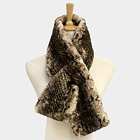 Snake Skin Patterned Faux Fur Pull Through Scarf