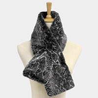 Snake Skin Patterned Faux Fur Pull Through Scarf