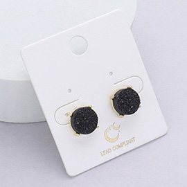 Round Druzy Stud Earrings