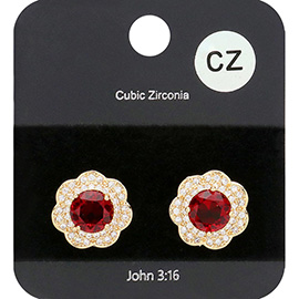 CZ Flower Stud Evening Earrings