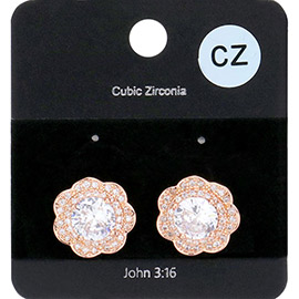 CZ Flower Stud Evening Earrings