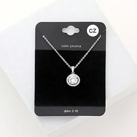 CZ Round Pendant Necklace