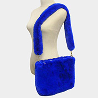 Solid Faux Fur Crossbody Bag