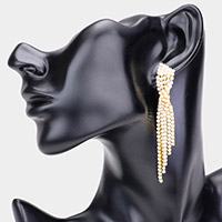 Twisted Rhinestone Fringe Dangle Evening Earrings