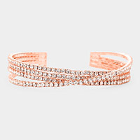 Rhinestone Crisscross Cuff Bracelet