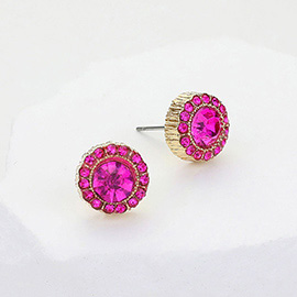 Round Stone Evening Stud Earrings