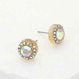 Round Stone Stud Evening Earrings