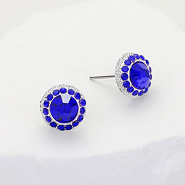 Round Stone Stud Evening Earrings