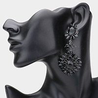 Floral Marquise Stone Cluster Dangle Evening Earrings