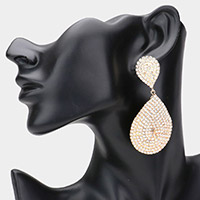 Rhinestone Pave Double Teardrop Link Dangle Evening Earrings