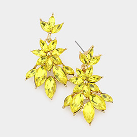 Marquise Stone Cluster Dangle Evening Earrings