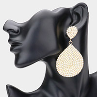 Rhinestone Pave Double Teardrop Link Dangle Evening Earrings