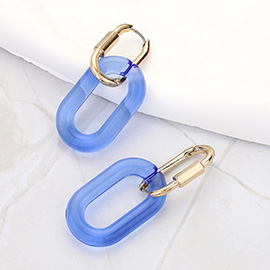 Open Resin Oval Link Dangle Huggie Earrings