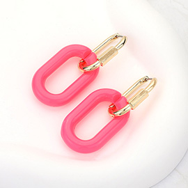 Open Resin Oval Link Dangle Huggie Earrings