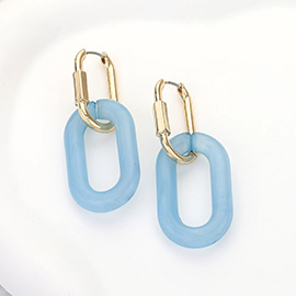 Open Resin Oval Link Dangle Huggie Earrings