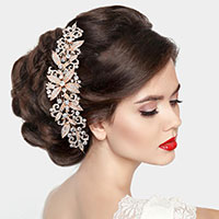 Stone Embellished Leaf Cluster Hair Comb