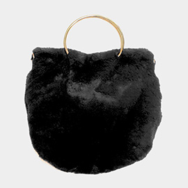 Solid Faux Fur Tote / Crossbody Bag