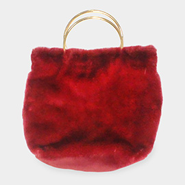 Solid Faux Fur Tote / Crossbody Bag