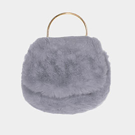 Solid Faux Fur Tote / Crossbody Bag