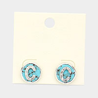 -D- Monogram Turquoise Stud Earrings