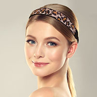 Leopard Patterned Bling Stretch Headband