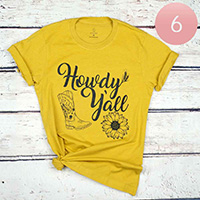 6PCS - Assorted Size Howdy Y'all Graphic T-shirts