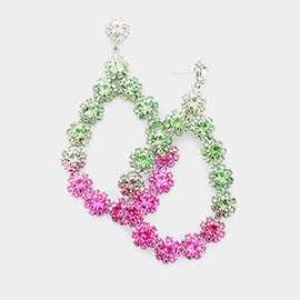 Floral Open Teardrop Ombre Evening Earrings