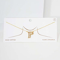 -P- CZ Monogram Pendant Necklace