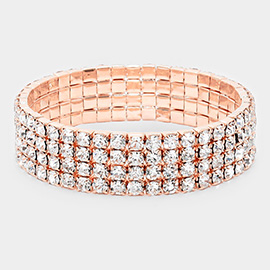 4-ROW Rhinestone Stretch Evening Bracelet