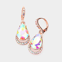 Teardrop Stone Dangle Lever Back Evening Earrings