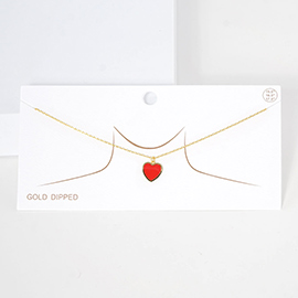 Gold Dipped Enamel Heart Pendant Necklace