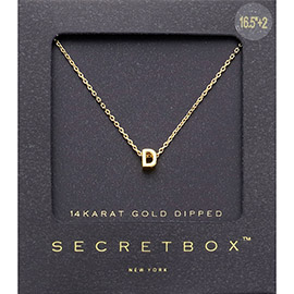 -D- Secret Box _ 14K Gold Dipped Monogram Pendant Necklace