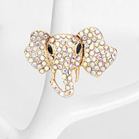 Stone Embellished Metal Elephant Stretch Ring