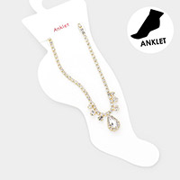 Teardrop Stone Accented Evening Anklet