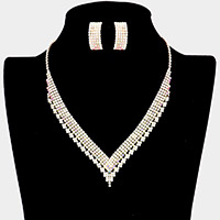 Rhinestone Pave V Shaped Necklace