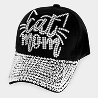 Studded cat mom Message Denim Baseball Cap