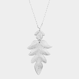 Metal Leaf Pendant Long Necklace