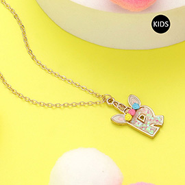 -R- Unicorn Monogram Pendant Kids Necklace