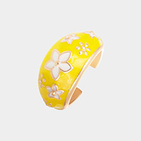 Flower Accented Enamel Ring