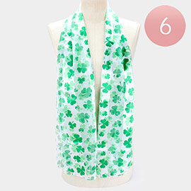 6PCS - Silk Feel Satin Clover Pattern Printed scarf