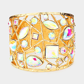 Multi Stone Embellished Hinged Bracelet