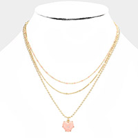 Heart Pendant Triple Layered Necklace